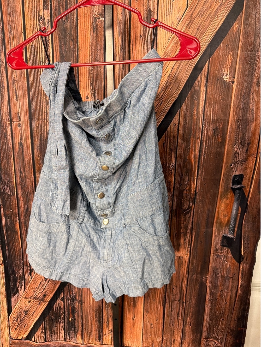 Express Medium Blue Denim Romper Shorts